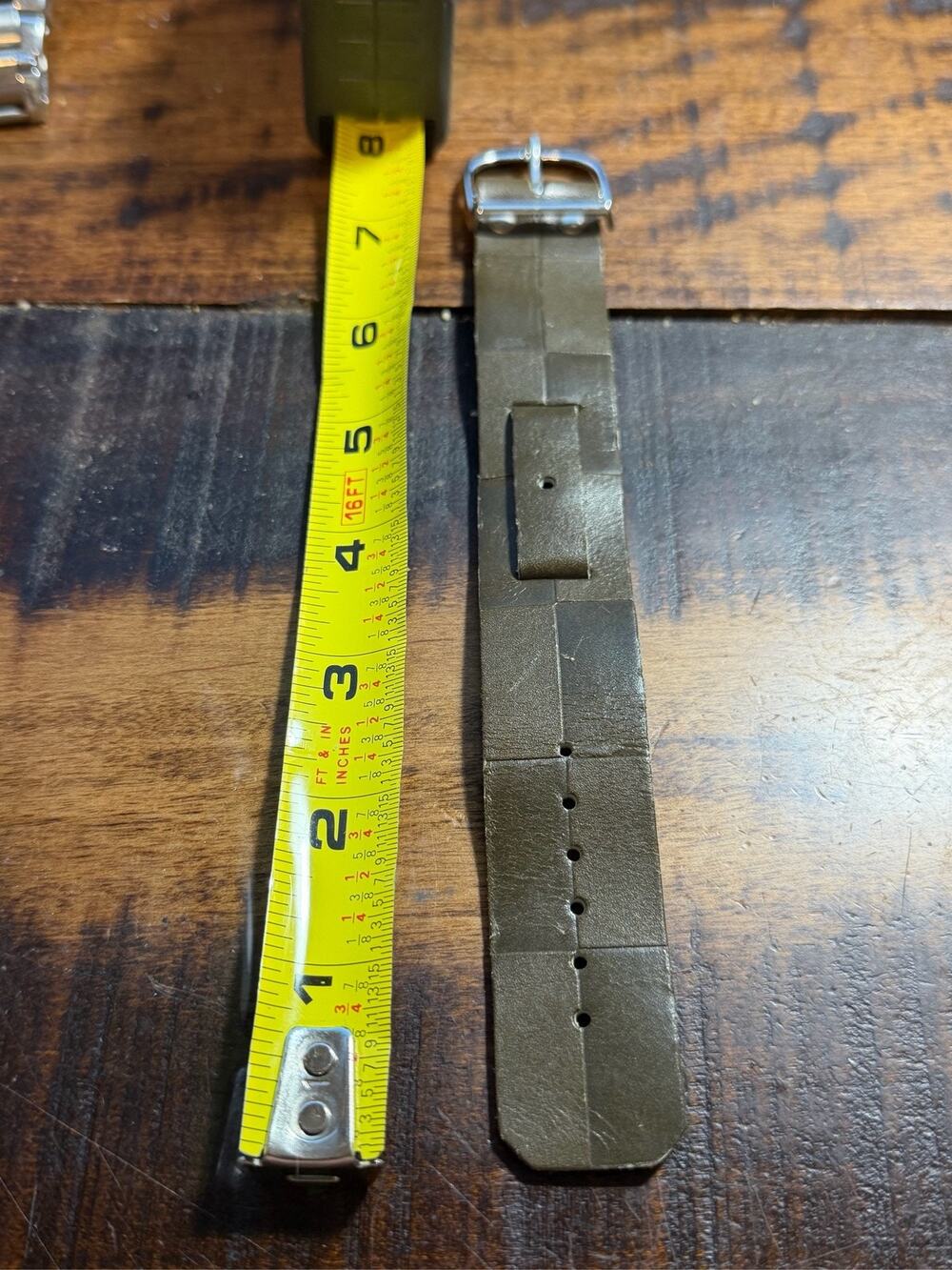 Olive Green Leather Watch Strap Band Silver Buckle 20mm